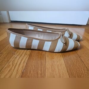 Maeve Tan and White Striped Flats
